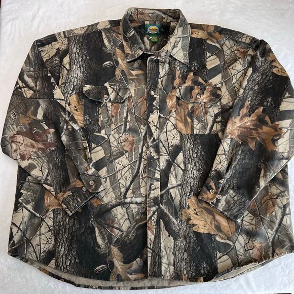 Cabela’s Vintage Camo camouflage Flannel Button Down Shirt men’s 3XL Real Tree - Picture 1 of 5